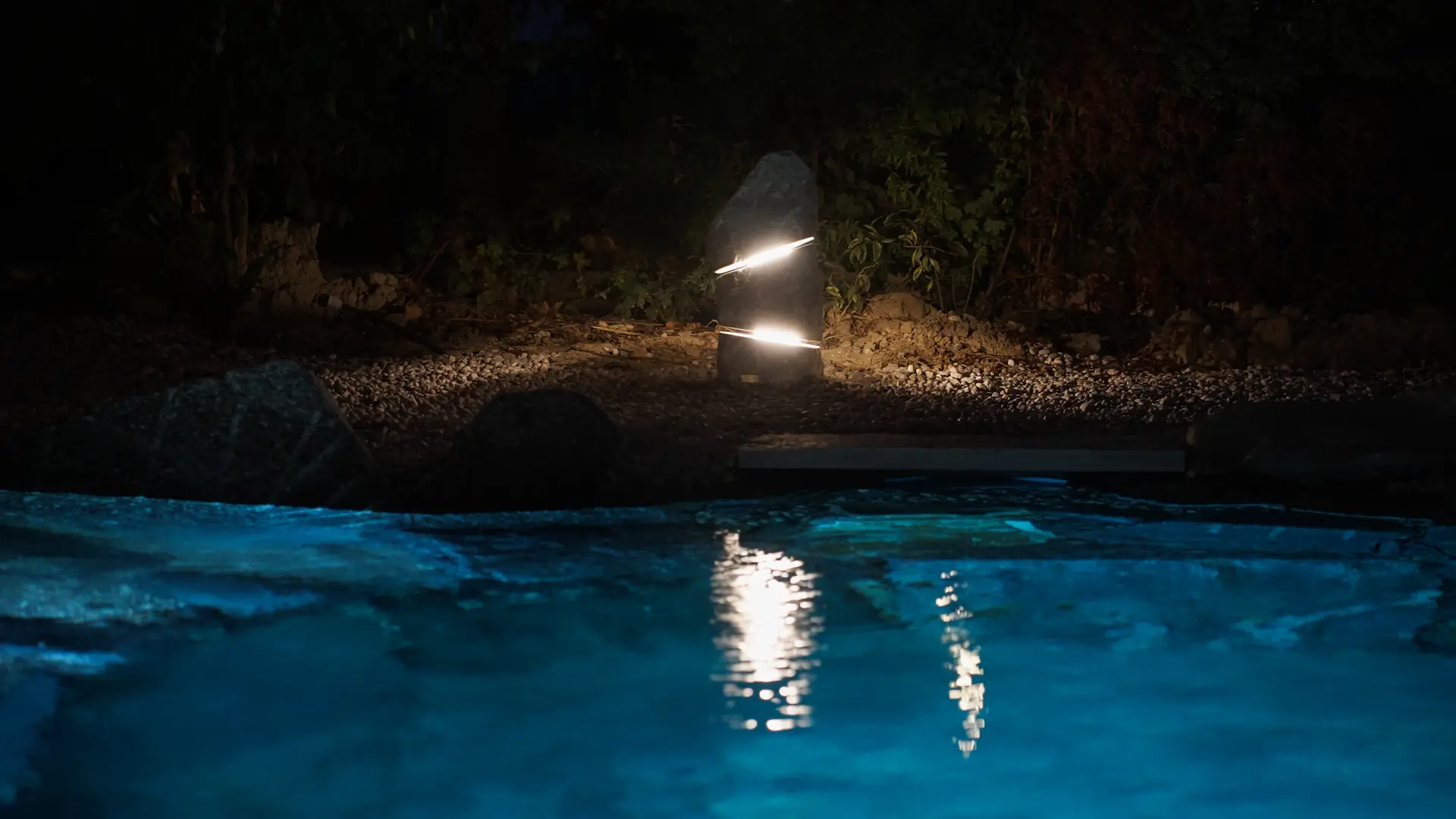 Piscina naturale Garda Natural Pools Design, atmosfera notturna