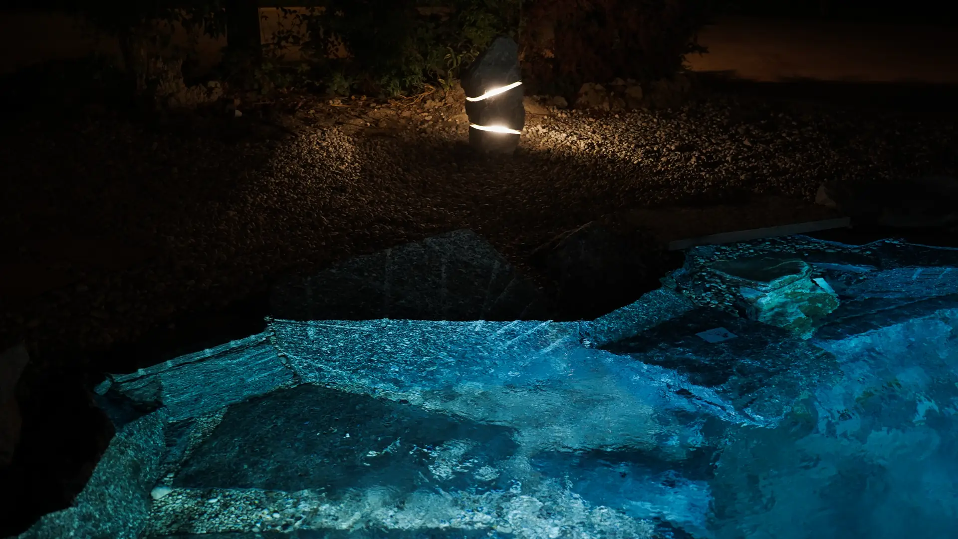 Piscina naturale Garda Natural Pools Design, atmosfera notturna